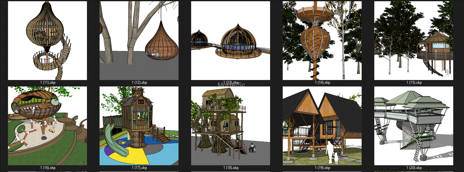 SU户外民宿木屋32款模型素材 -1
