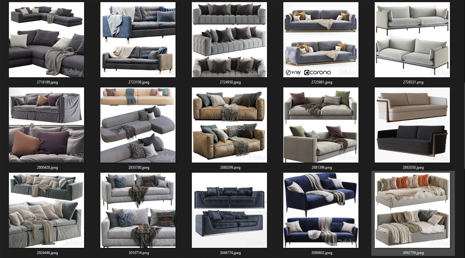 3DMAX 50套3dsky pro沙发模型合集-支持导入PM -2