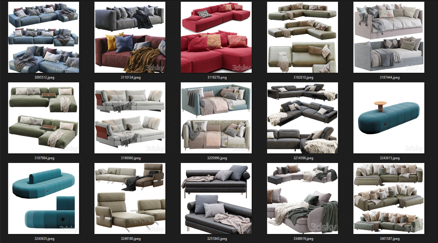 3DMAX 50套3dsky pro沙发模型合集-支持导入PM -3
