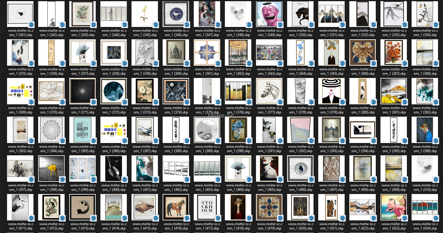 草图大师模型770套高质量SketchUp装饰画模型_装饰挂画_效果图装饰画模型合集[Sketchup master model 770 sets of high-quality SketchUp decorative painting models_decorative hanging paintings_effects decorative painting model collection] -5
