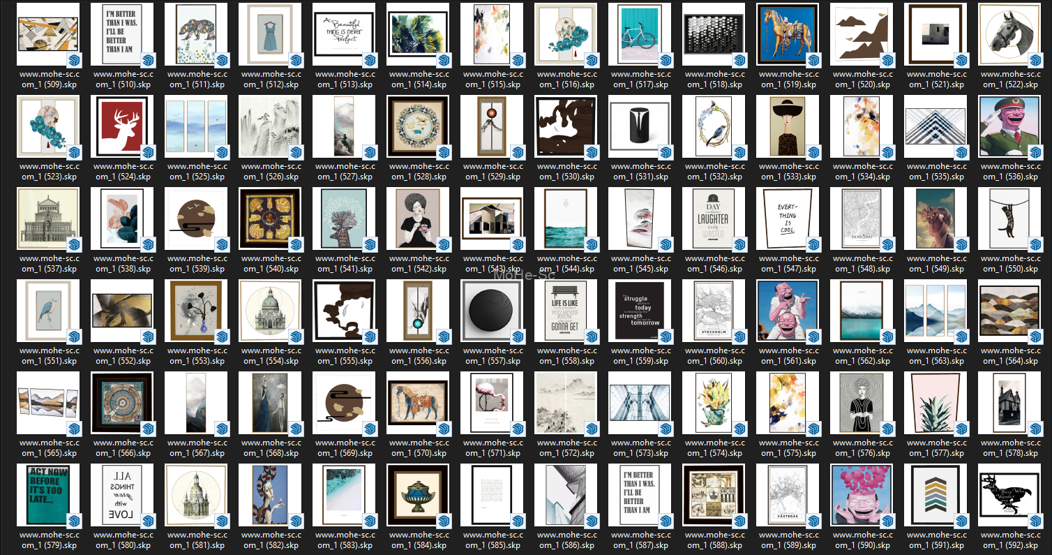 草图大师模型770套高质量SketchUp装饰画模型_装饰挂画_效果图装饰画模型合集[Sketchup master model 770 sets of high-quality SketchUp decorative painting models_decorative hanging paintings_effects decorative painting model collection] -7