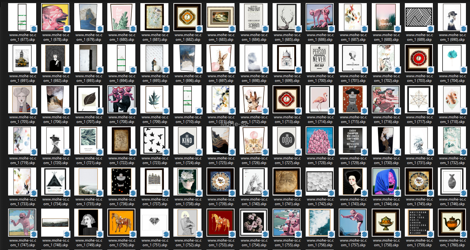 草图大师模型770套高质量SketchUp装饰画模型_装饰挂画_效果图装饰画模型合集[Sketchup master model 770 sets of high-quality SketchUp decorative painting models_decorative hanging paintings_effects decorative painting model collection] -9