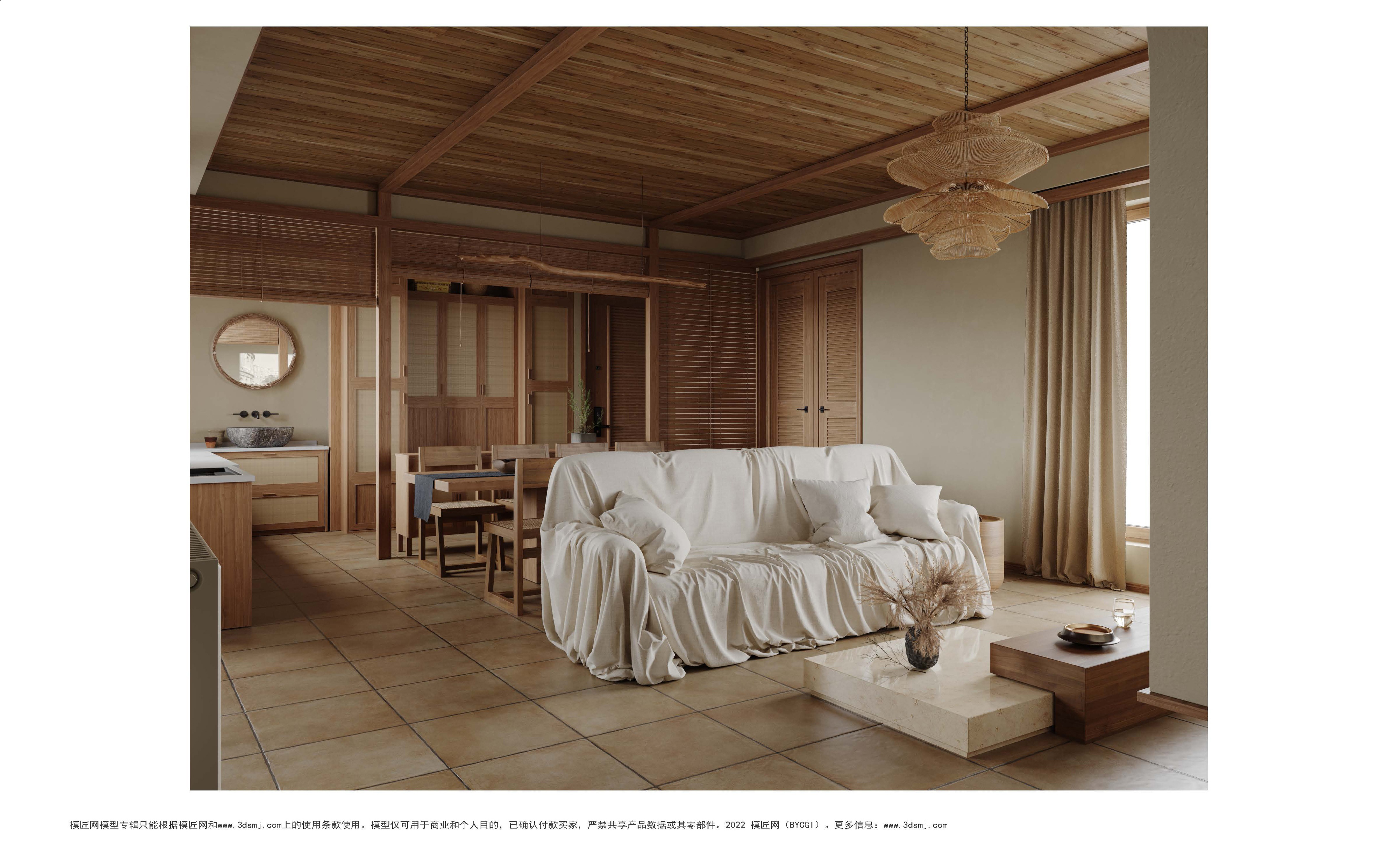 3DMAX CR写实宅寂客厅场景模型 BYCGI案例专辑 四 -8