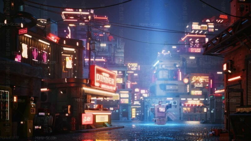 赛博朋克未来科幻城市街道楼房3D模型Kitbash3D - Cyber Streets-MOHE素材库-设计行业的乐园，各类素材的矿山！