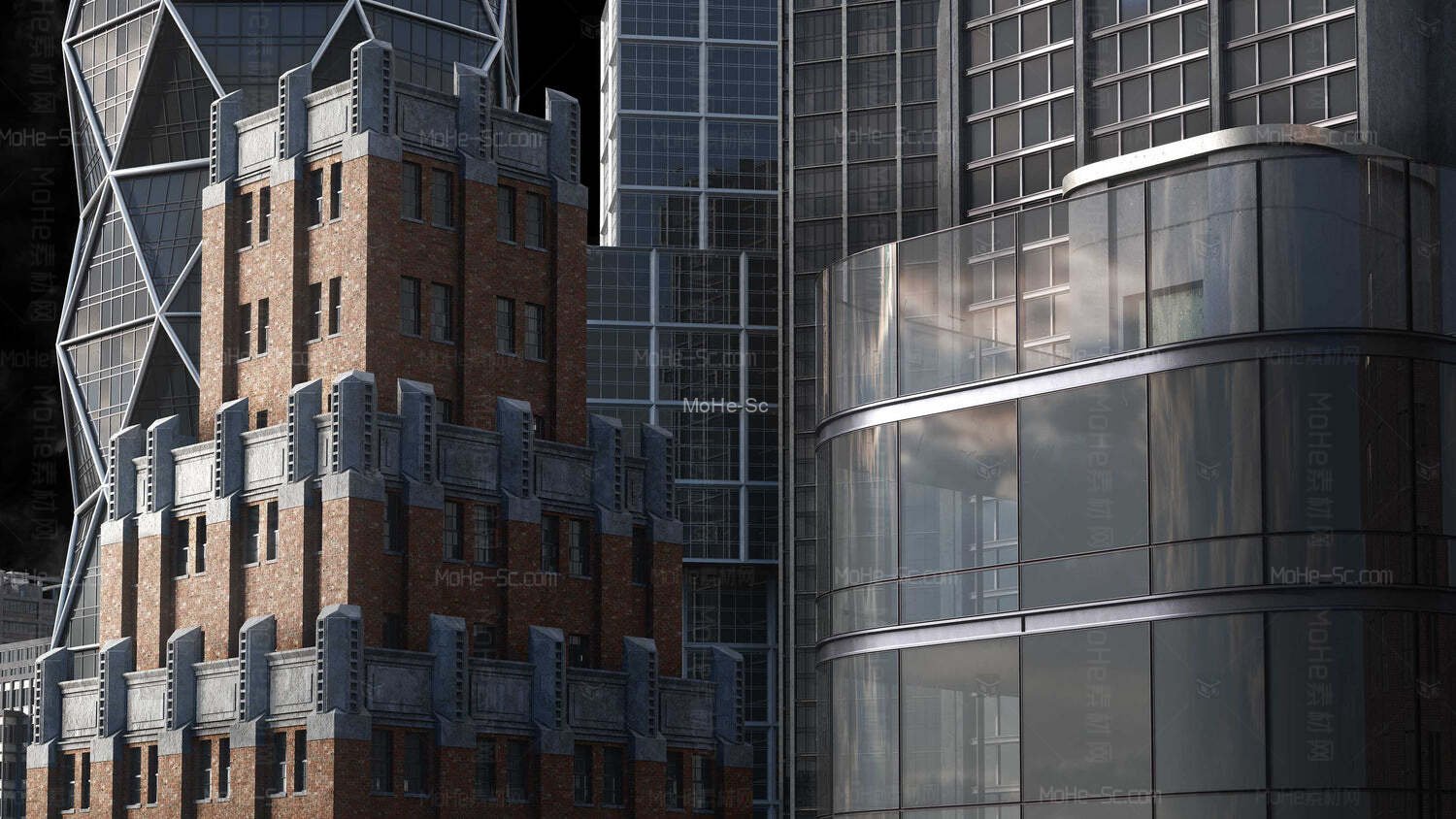 摩天大楼建筑物城市街道楼房3D模型Kitbash3d - Every City -3