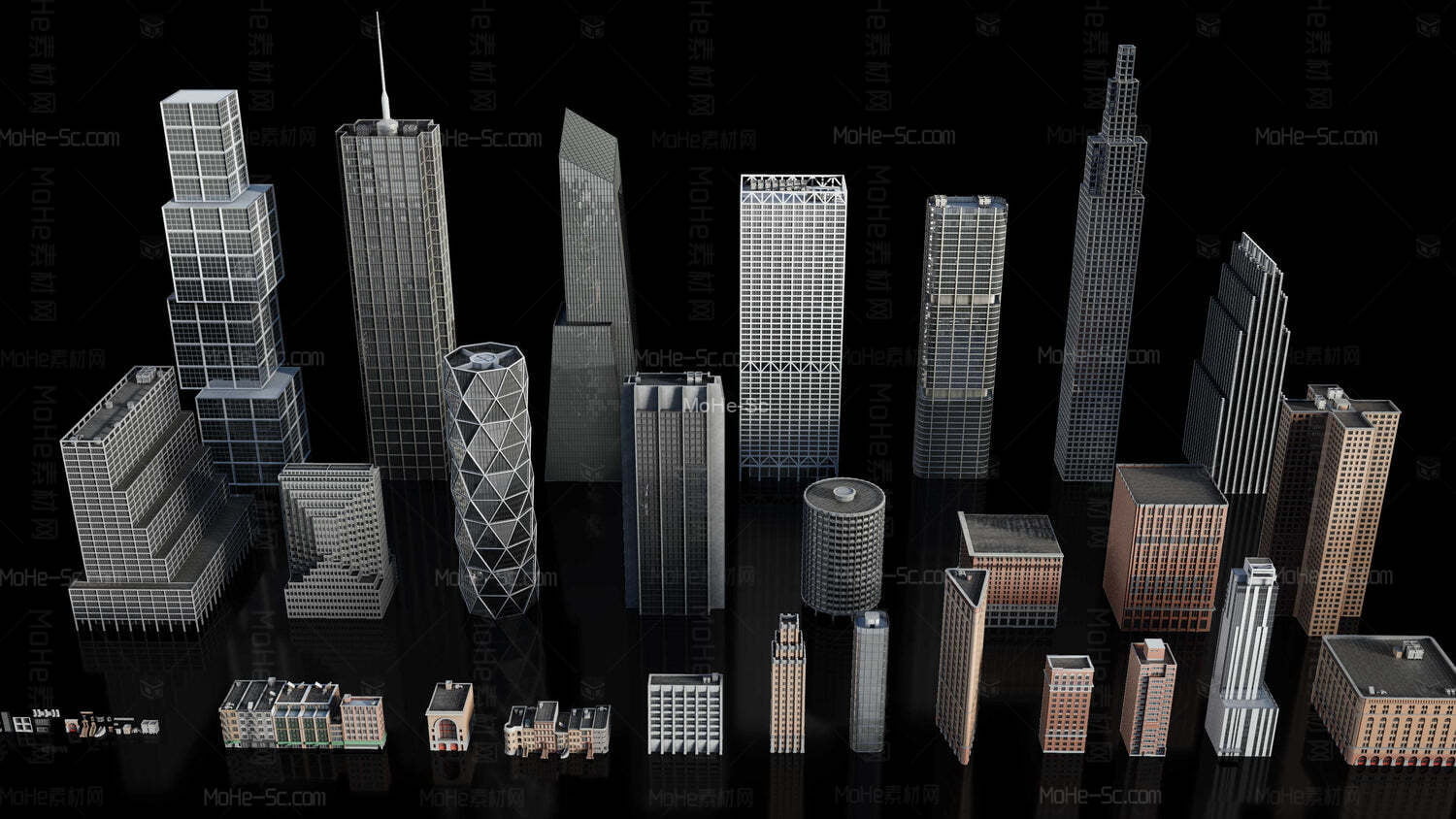 摩天大楼建筑物城市街道楼房3D模型Kitbash3d - Every City -2