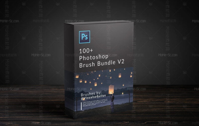 PS超级笔刷包100种灯笼萤火虫瀑布剪影银河北极光云雾 Visualsofjulius – Brush Bundle V2-MOHE素材库-设计行业的乐园，各类素材的矿山！