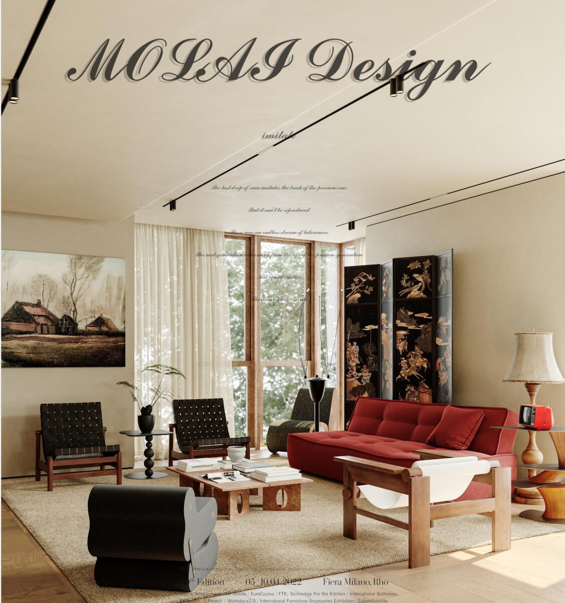 莫来视觉模型第四期_现代奶油风客餐厅3D模型Ⅰ -4