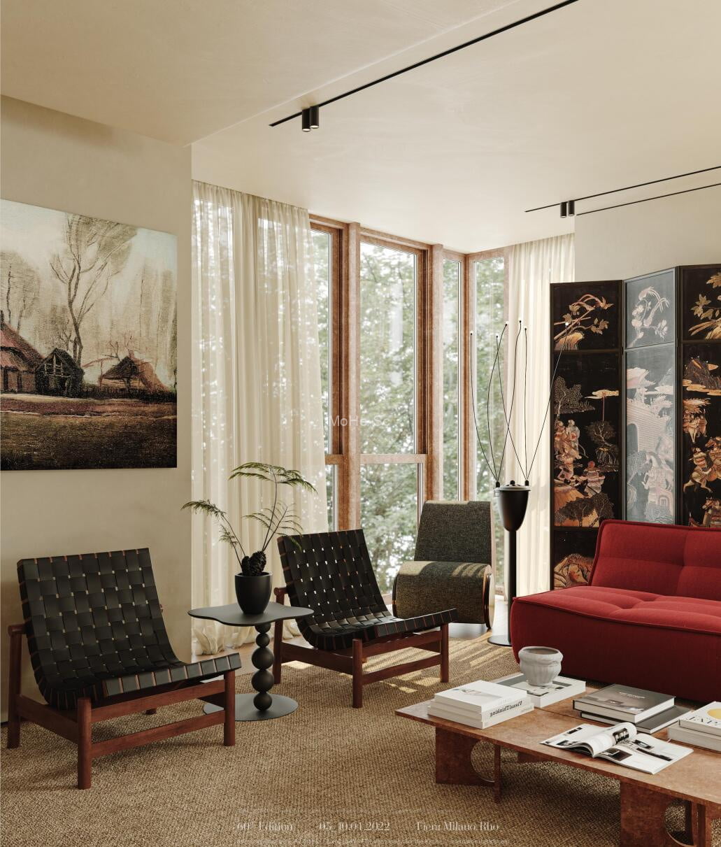 莫来视觉模型第四期_现代奶油风客餐厅3D模型Ⅰ -6