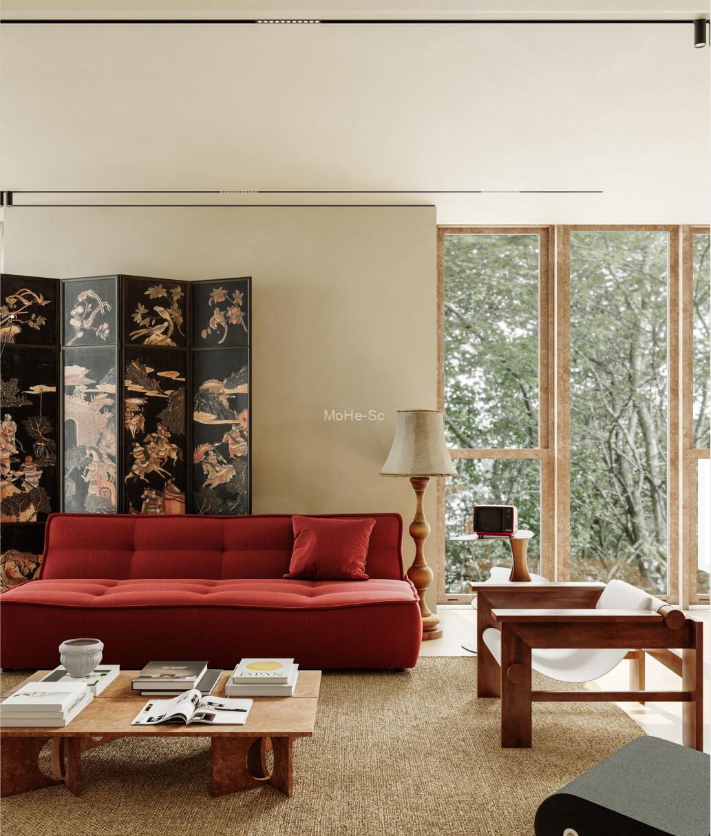 莫来视觉模型第四期_现代奶油风客餐厅3D模型Ⅰ -8