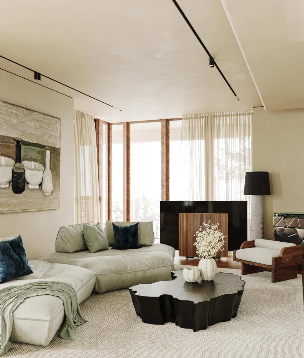 莫来视觉模型第四期_现代奶油风客餐厅3D模型Ⅰ -3