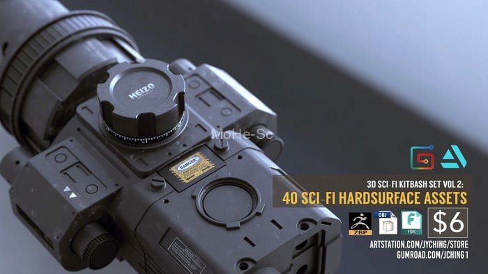 40个科幻机械零件3D模型 3D Kitbash Set Vol.2 – 40 Sci-Fi Assets (ZBP/FBX/OBJ格式) -6