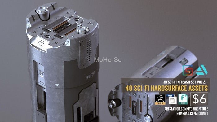 40个科幻机械零件3D模型 3D Kitbash Set Vol.2 – 40 Sci-Fi Assets (ZBP/FBX/OBJ格式) -5
