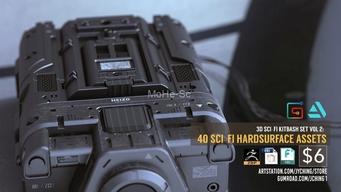 40个科幻机械零件3D模型 3D Kitbash Set Vol.2 – 40 Sci-Fi Assets (ZBP/FBX/OBJ格式) -2
