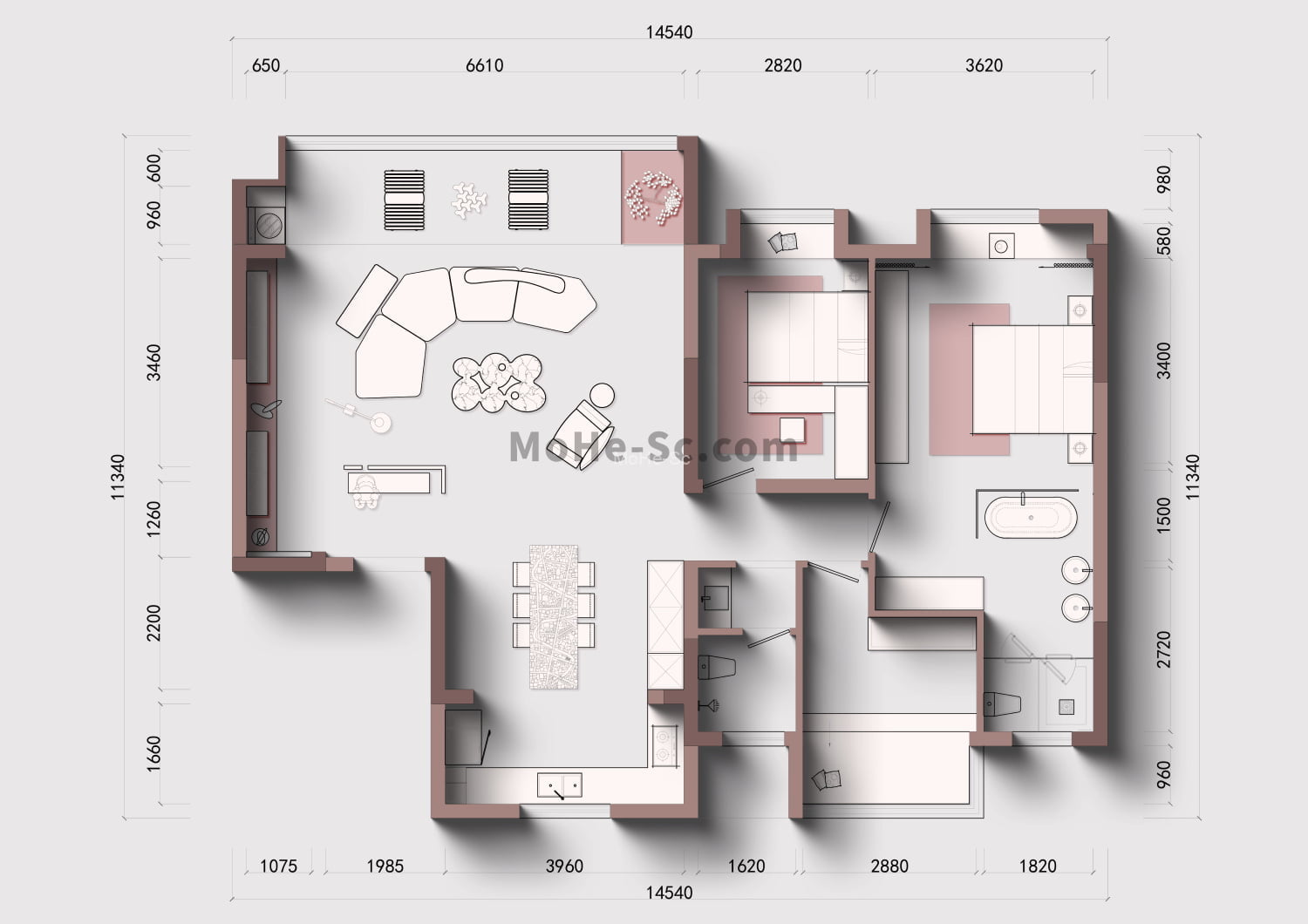 2023年最新34套网红PS家装流行设计风格彩平素材[含PSD文件] -2