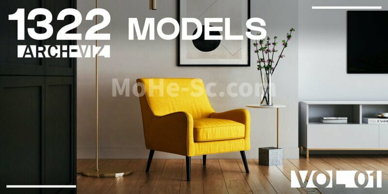 Blender 1322组室内家具床桌椅柜子沙发灯具植物3D模型插件预设Interior Models Vol 01-MOHE素材库-设计行业的乐园,各类素材的矿山!
