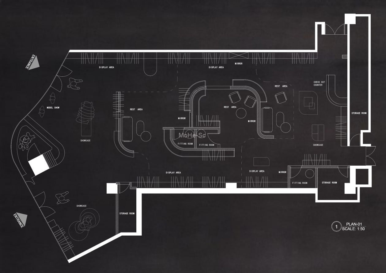 2023精选50套服装店创意构思CAD平面优化方案合集 -3