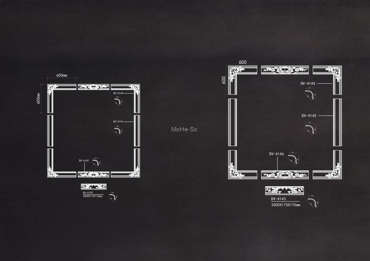 2023年最新法式奶油风雕花角线CAD图库合集 -11
