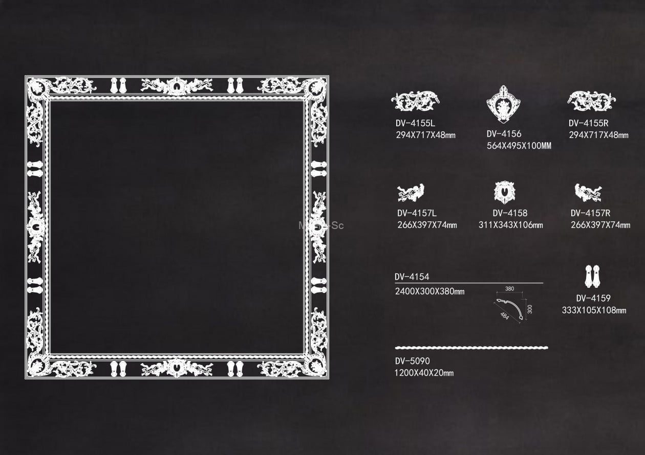2023年最新法式奶油风雕花角线CAD图库合集 -13