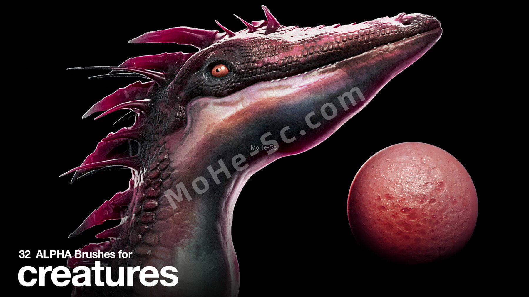 32套生物皮肤黑白深度图片笔刷 32 Alpha Brushes for Creatures -1 32套生物皮肤黑白深度图片笔刷 32 Alpha Brushes for Creatures -1