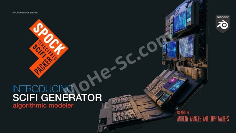 Blender结构化科幻控制台模型生成插件 Spock – Structured Scifi Packer For Blender 3.4 ~ 3.5-MOHE素材库-设计行业的乐园,各类素材的矿山!