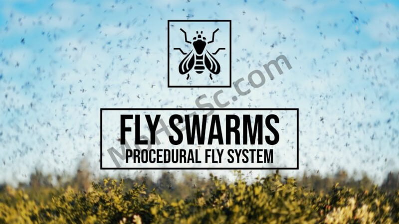 Blender飞行昆虫群生成插件节点预设 Fly Swarm – Realistic Procedural Fly System For Blender 3.4 +-MOHE素材库-设计行业的乐园，各类素材的矿山！