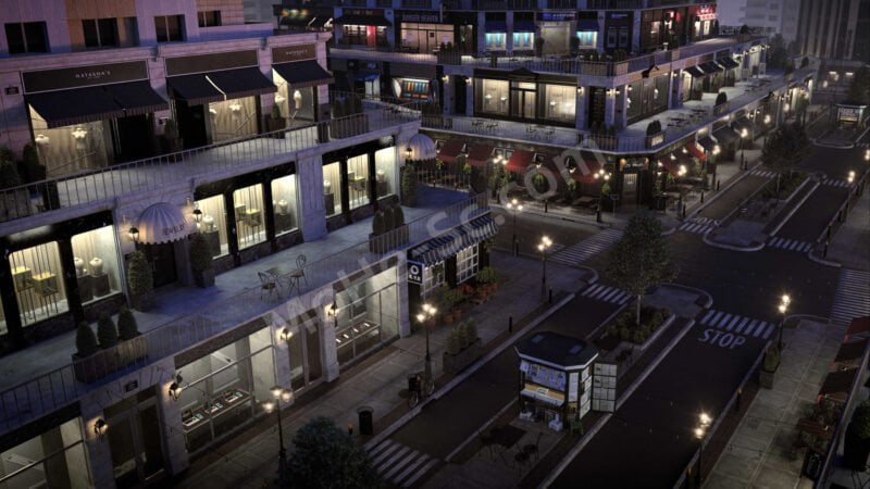 城市街道店面场景3D模型 Kitbash3d – Storefronts-MOHE素材库-设计行业的乐园，各类素材的矿山！