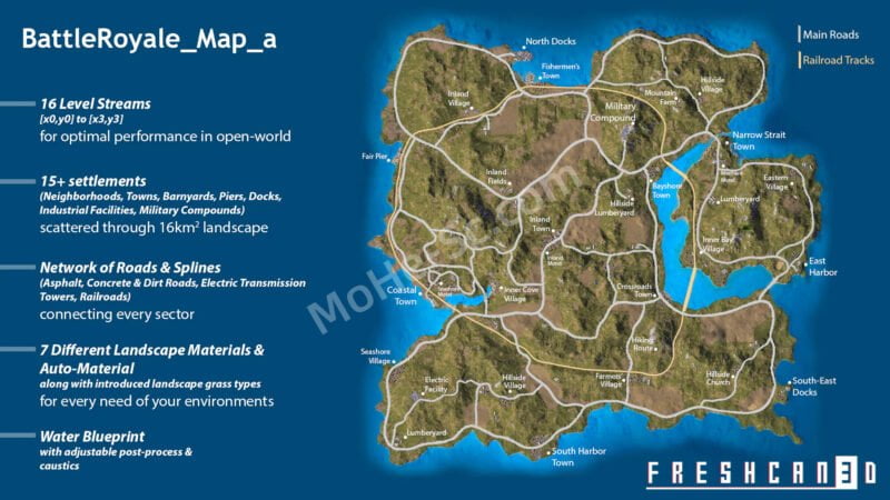 [虚幻引擎] 大逃杀岛屿资源包-Battle Royale Island Pack For Unreal Engine 4.23+-MOHE素材库-设计行业的乐园，各类素材的矿山！