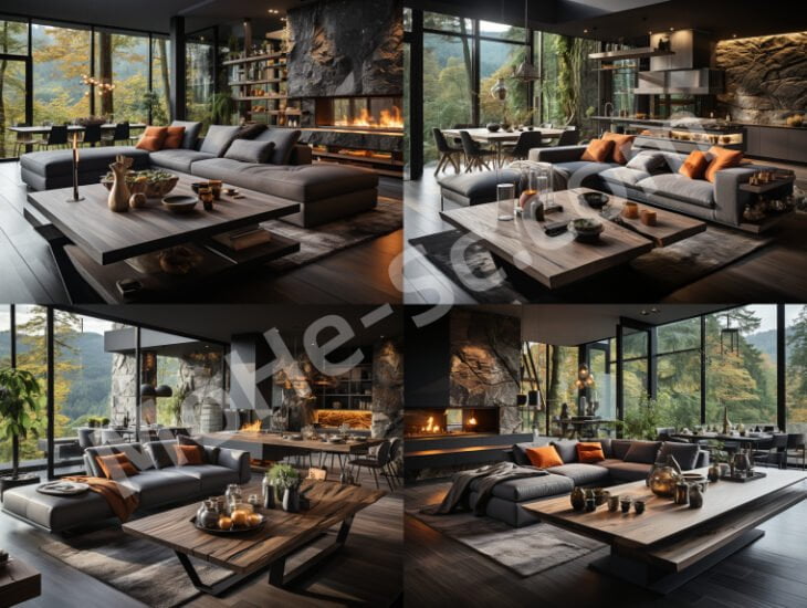 Midjourney室内设计城市公寓客厅的装修设计提示词咒语豪华现代风格-MOHE素材库-设计行业的乐园，各类素材的矿山！