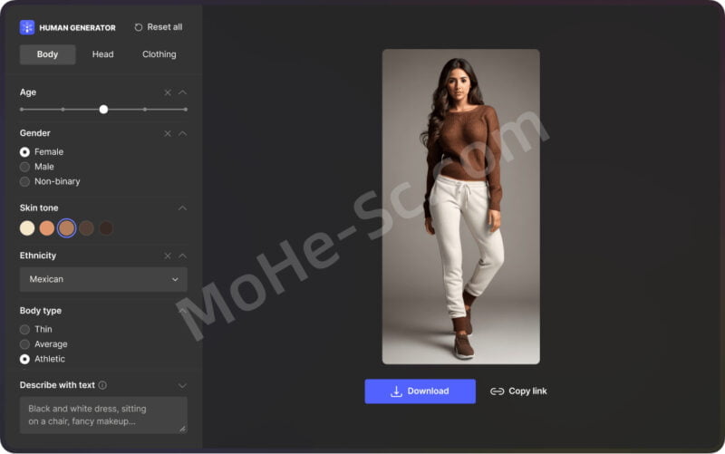 Human Generator 一个在线AI人类生成器，实时生成真实全身照，模特行业的失业潮要来咯-MOHE素材库-设计行业的乐园，各类素材的矿山！