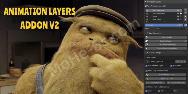 Blender图层控制动画插件 Animation Layers V2.1.6.7 For Blender 3.2+-MOHE素材库-设计行业的乐园，各类素材的矿山！