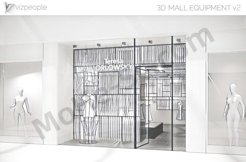 VizPeople – 3D Mall Equipment V2 商场展厅商店装饰品80套高精度3D模型[Vray +Corona]-MOHE素材库-设计行业的乐园，各类素材的矿山！