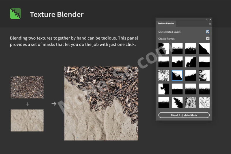 PS图片混合融合插件 Texture Blender – Mix Two Textures For Photoshop 2021+-MOHE素材库-设计行业的乐园,各类素材的矿山!