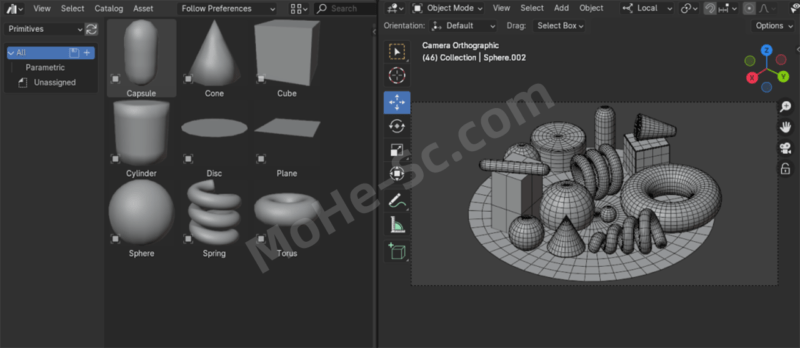 Blender基础三维模型资产预设 Blender Parametric Primitves-MOHE素材库-设计行业的乐园,各类素材的矿山!
