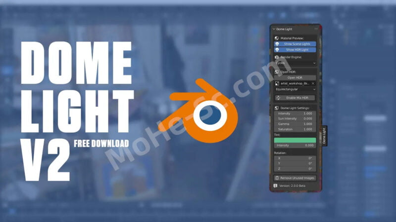 Blender穹顶天光插件 Dome Light V2.0.2 For Blender 2.83+-MOHE素材库-设计行业的乐园，各类素材的矿山！