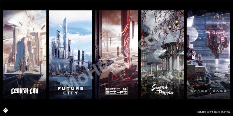 3D Kitbash Pack 外太空未来科幻建筑3D模型 Space Base [Blender/FBX/OBJ格式]-MOHE素材库-设计行业的乐园，各类素材的矿山！