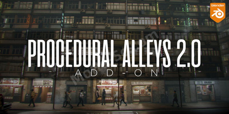 Blender街道巷子楼房生成器插件 Procedural Alleys V2.0 + Assets 预设库 For Blender3.6,4.0-MOHE素材库-设计行业的乐园，各类素材的矿山！