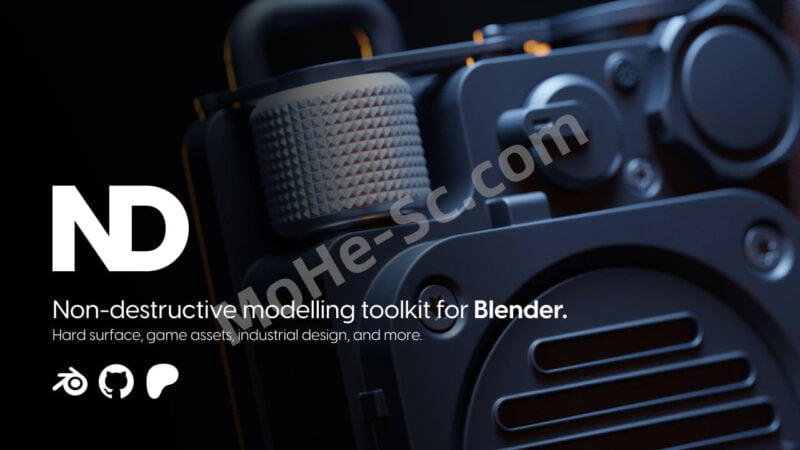 Blender非破坏性科幻硬面建模插件 ND – Non-Destructive Modelling V1.42.0 For Blender 2.93 +-MOHE素材库-设计行业的乐园，各类素材的矿山！