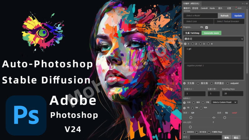 Auto-Photoshop-StableDiffusion-Plugin 免费开源的Photoshop安装Comfyui插件 在PS安装Comfyui插件本地AI绘图，让PS开启免费的智能绘画-MOHE素材库-设计行业的乐园，各类素材的矿山！