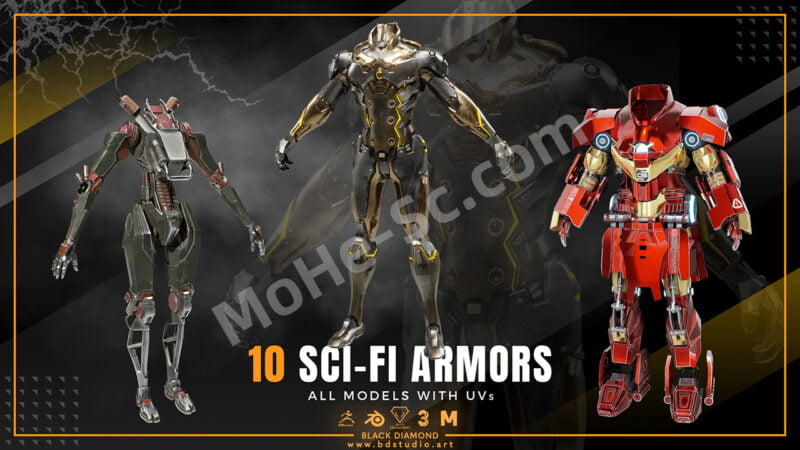 Black Diamond – 10 Sci-Fi Armor Models 10组科幻机甲3D模型 For Blender 2.91 +-MOHE素材库-设计行业的乐园,各类素材的矿山!