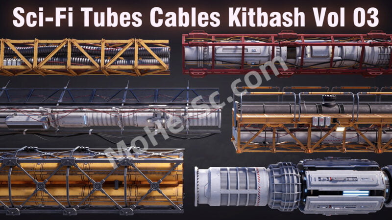 Sci-Fi Tubes Cables Pipe Kit Vol 03 科幻电缆管道3D模型 For Blender 3.0 +-MOHE素材库-设计行业的乐园,各类素材的矿山!