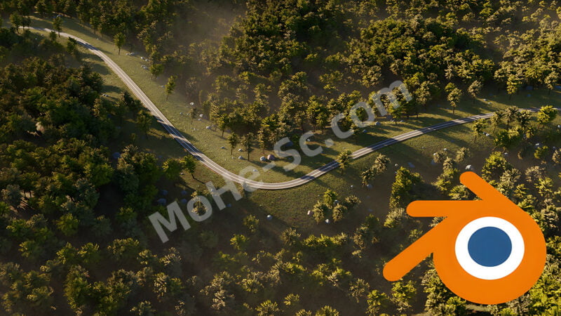 Blender公路生成器资产预设 Highly Modular Forest Road Scene-MOHE素材库-设计行业的乐园,各类素材的矿山!