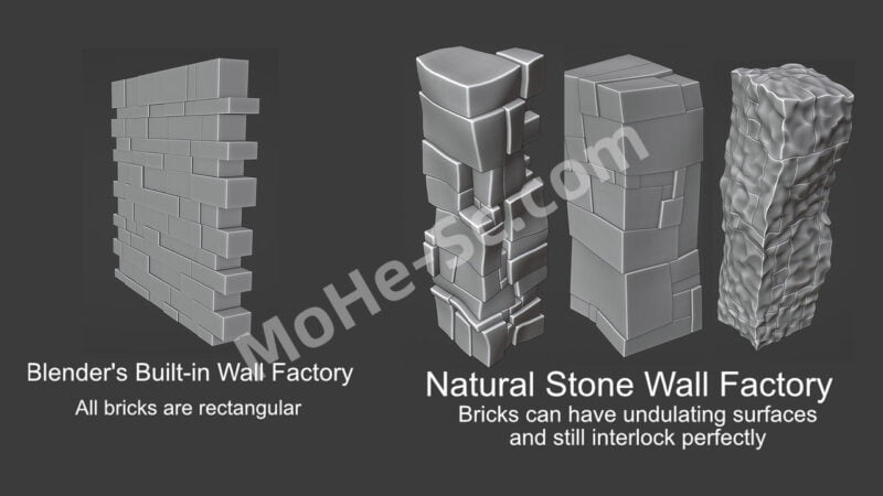 Blender石头地板墙面柱子生成器插件 Natural Stone Wall Factory For Blender 2.8 +-MOHE素材库-设计行业的乐园,各类素材的矿山!