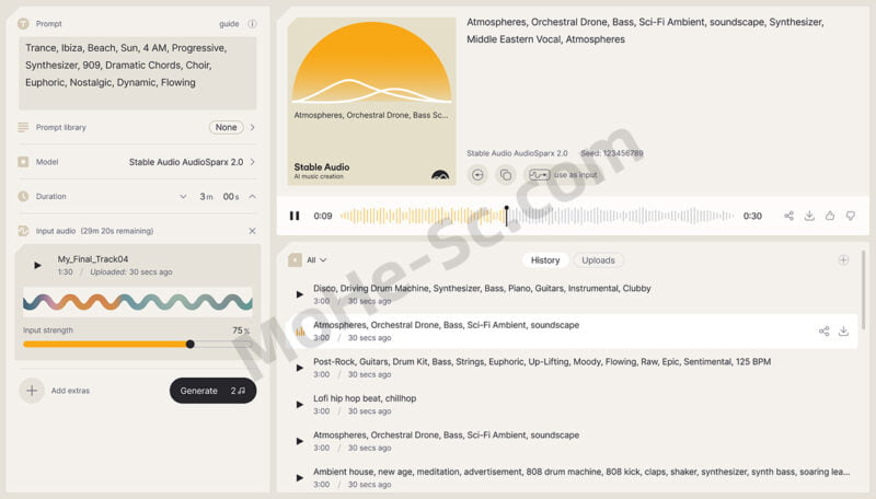 Stability AI 偷偷发布AI音乐生成黑科技开源工具——Stable Audio 2.0，秒杀Suno AI 的音乐生成！-MOHE素材库-设计行业的乐园，各类素材的矿山！