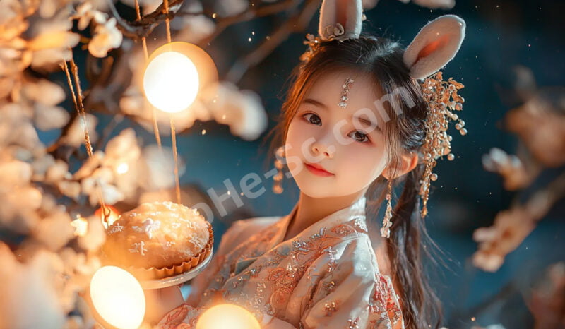 爆肝整理！被夸爆的 Midjourney 中秋元素AI创意绘图 关键词咒语分享 嫦娥，玉兔，月饼，满月，国潮......设计师的中秋海报有救了！-MOHE素材库-设计行业的乐园，各类素材的矿山！