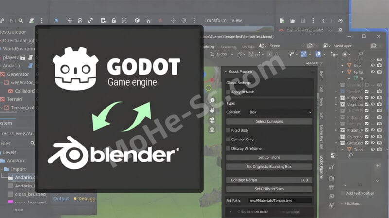 Blender+Godot引擎桥接插件 Blender to Godot 4 Pipeline v2.1 For Blender 3.6 +-MOHE素材库-设计行业的乐园,各类素材的矿山!