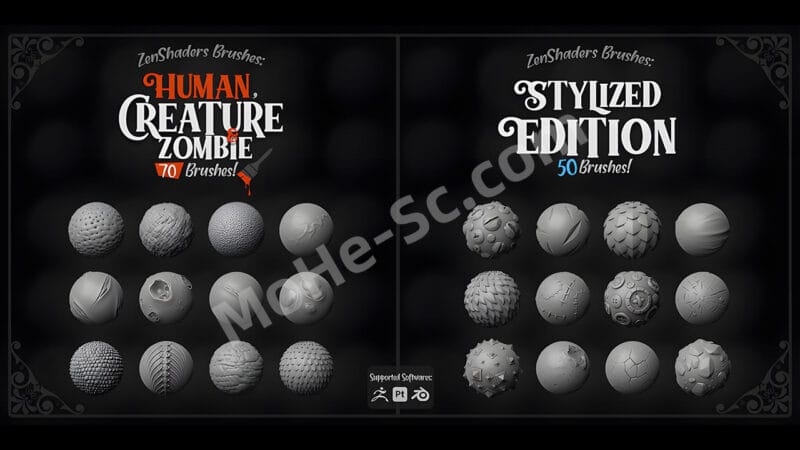 Zenshaders Library 贴图材质笔刷资产预设库 For Blender/ZBrush/Painter-MOHE素材库-设计行业的乐园,各类素材的矿山!