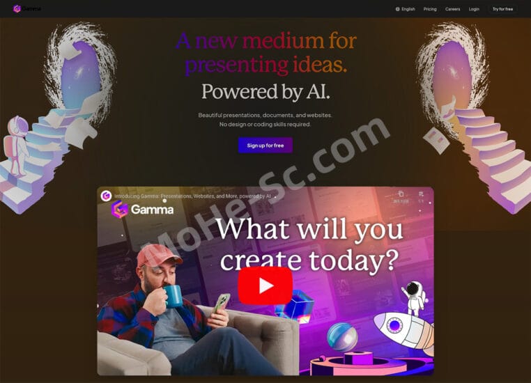 Gamma.app：基于人工智能AI 一键生成专业的PPT演示文稿 不需要设计或编码工具-MOHE素材库-设计行业的乐园，各类素材的矿山！