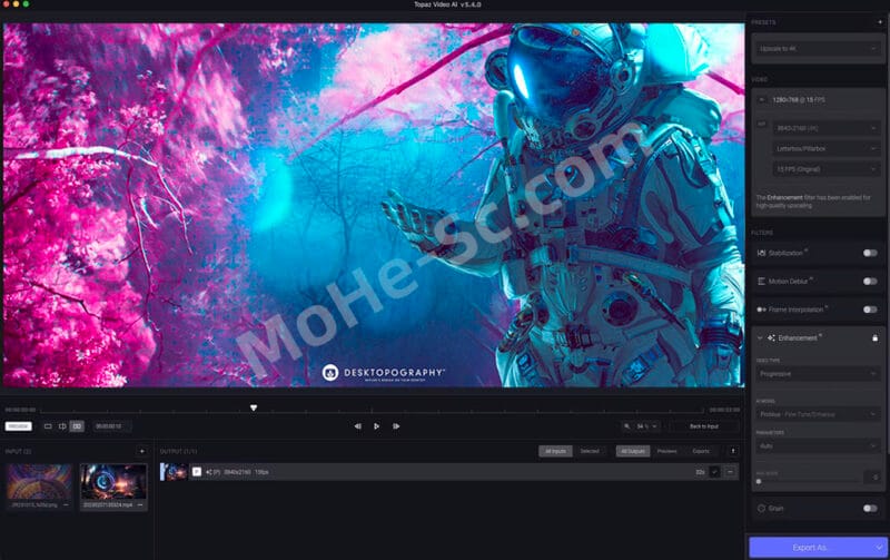 Topaz Video AI Stable 5.4.0 Portable 人工智能视频画质增强 修复软件-MOHE素材库-设计行业的乐园,各类素材的矿山!
