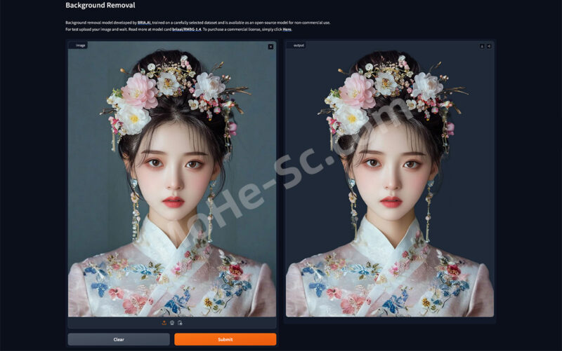Hugging Face 一键去除图片背景，由 BRIA 开发的在线抠图，完全免费开源 Background Removal-MOHE素材库-设计行业的乐园，各类素材的矿山！